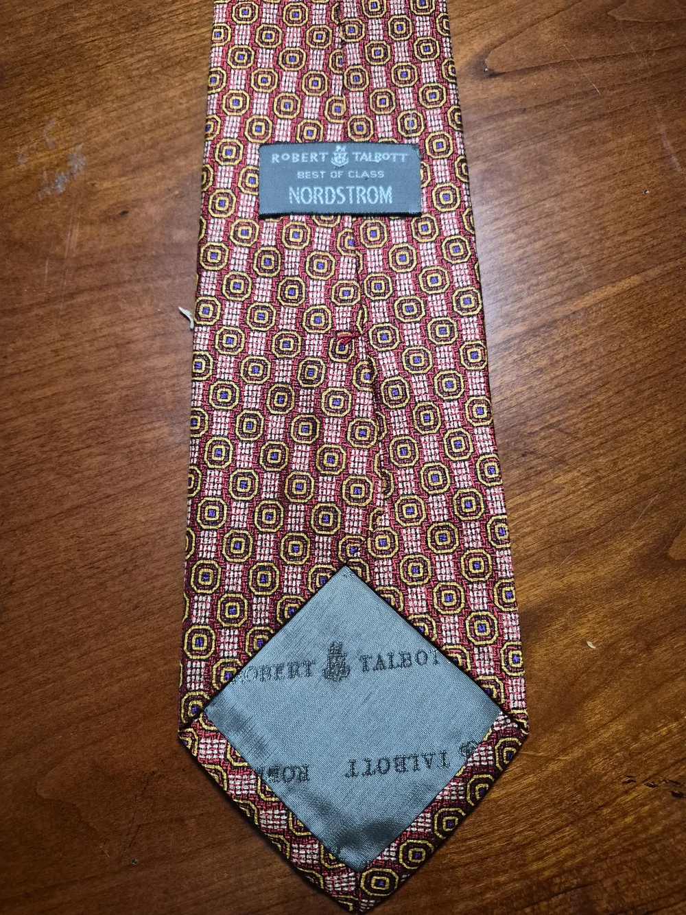Robert Talbott Red Geometric Silk Best In Class Tie with Gold and Black Accents